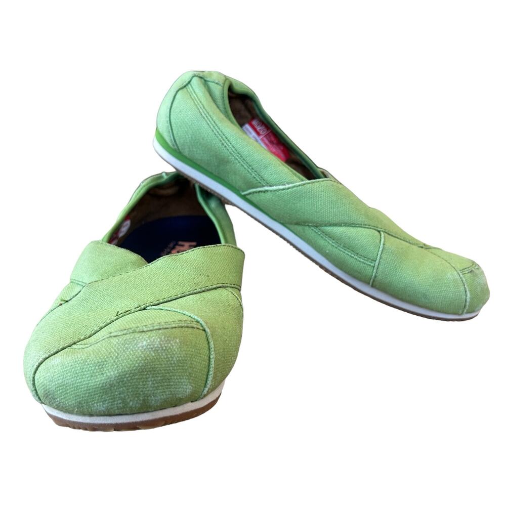 Mozo Sport Flat Shoe Womens Size 7 Comfort Green Slip Ons Travel #3734 Canvas - Picture 3 of 13